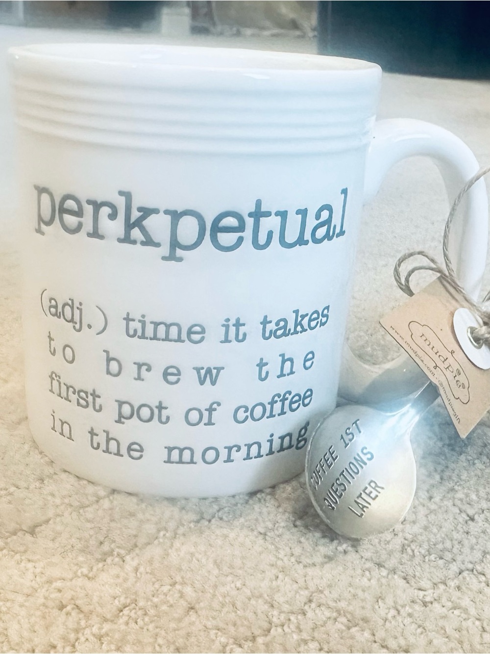 Mud Pie Perkpetual Coffee Mug With Spoon New With Tag